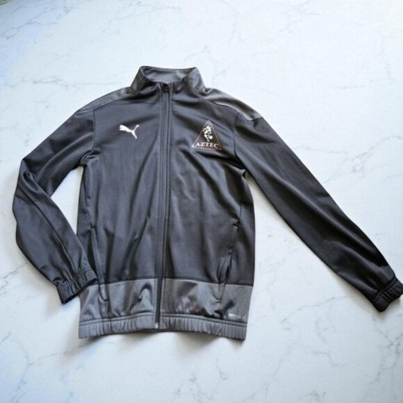 * PUMA Black AZTEC Dri Fit Zip Front Jacket Boys L Size 10-12 - Picture 1 of 4